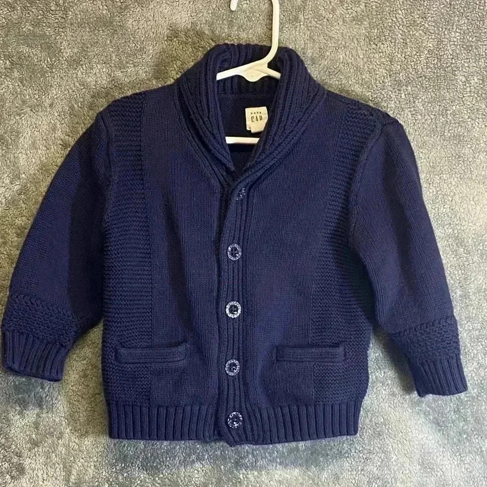 Baby Gap button down navy sweater cardigan size 18-24 months